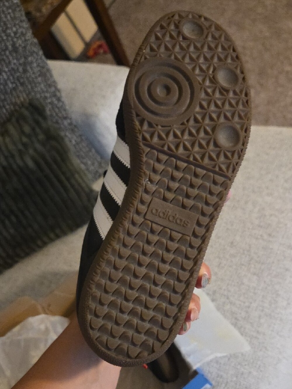 adidas Samba Leather Sneakers in Black, White and Brown Gum - Picture 4 of 6